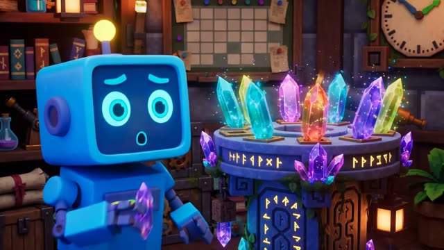 Digi in Crystal Observatory, world 10 of Digi's Time Quest